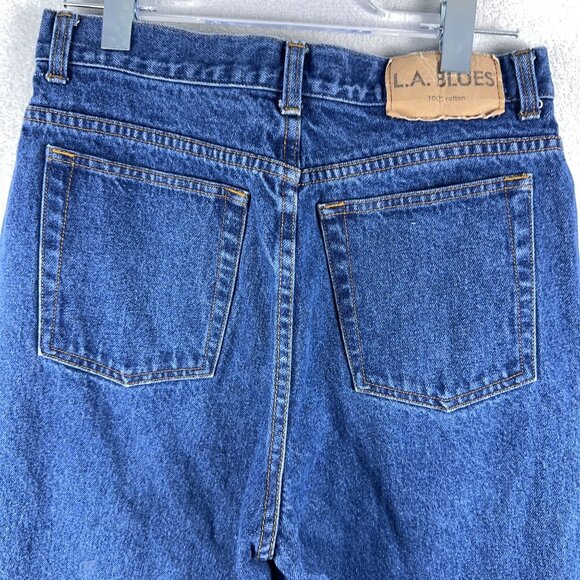 L.A. Blues Tapered Leg Jeans Classic 100% Cotton Women's Blue Size 12 Long - Picture 3 of 10